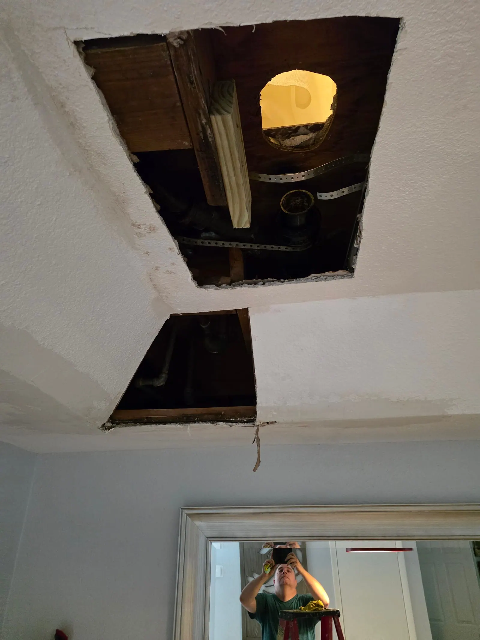Dining area ceiling before PalmPro repair