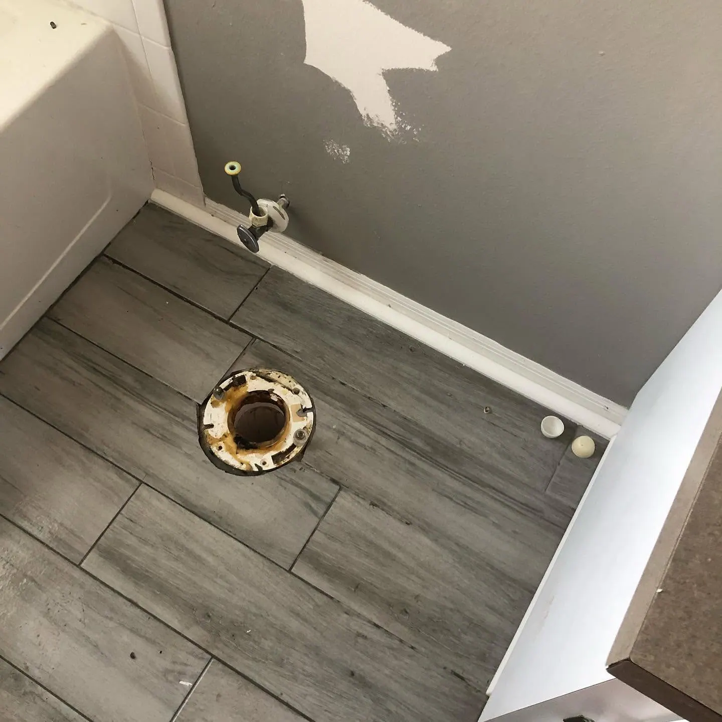 Bathroom before toilet installation